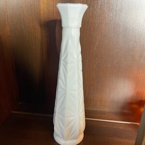 Vintage Hoosier Starburst Pattern Milk Glass Bud Vase 9.5" EUC